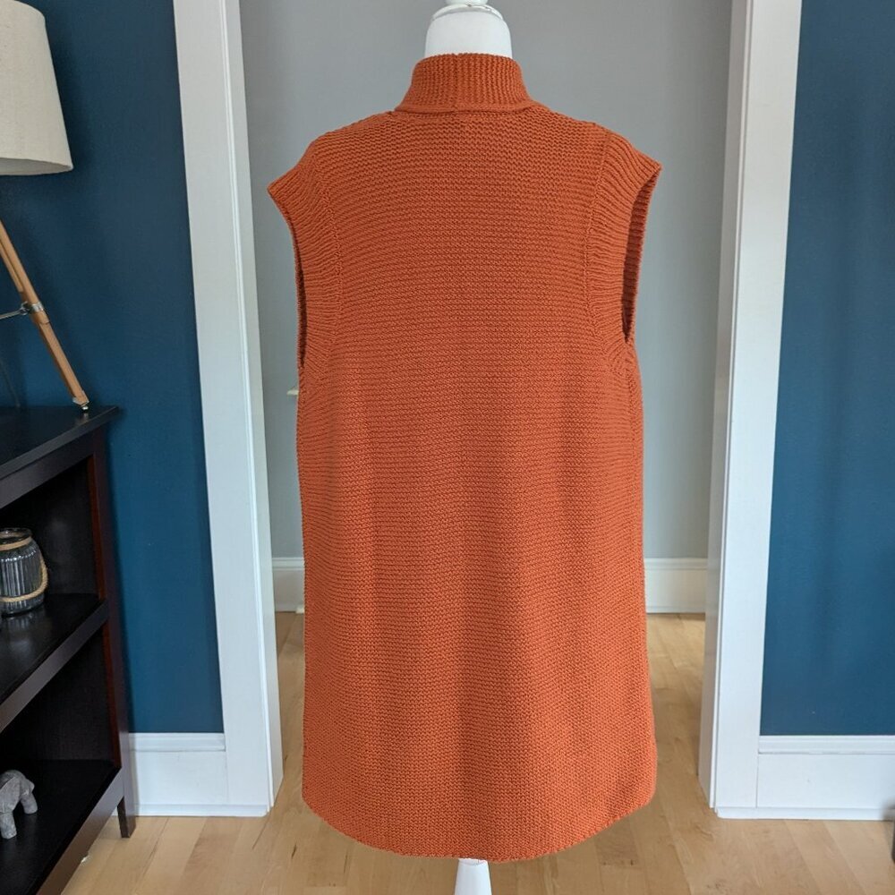 J. Jill Textured Long Knit Open Vest Small Terracotta - Picture 3 of 9